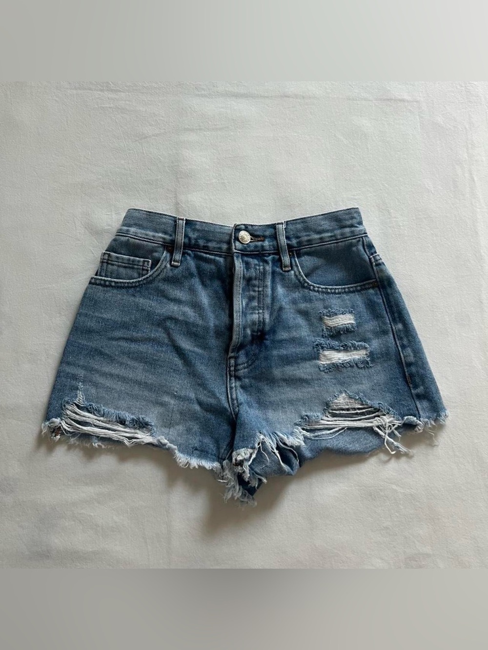 PacSun Light Blue Ripped Vintage High Waisted Denim Shorts